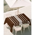 thumbnail image 3 of 60x84 Inch Outdoor Tablecloth with Umbrella Hole Zipper Rectangle Brown Beige Striped Rectangular Tablecloths Outside Waterproof Modern Farmhouse Retro Lines Patio Table Cloth Cover for Picnic Party, 3 of 8