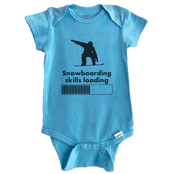 Snowboarding Skills Loading Funny Snowboard Baby Bodysuit (Blue), 0-3 Months