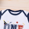 thumbnail image 5 of OBEEII 1st Birthday Boys Outfits Long Sleeve Printed Romper and Striped Pants Set 1 Years Old Birthday Casual Clothes, 5 of 9