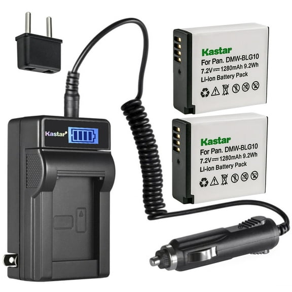 Kastar 2-Pack DMW-BLG10 Battery and LCD AC Charger Compatible with Panasonic Lumix DMC-GF3, Lumix DMC-GF3C, Lumix DMC-GF3K, Lumix DMC-GF3W, Lumix DMC-GF5, Lumix DMC-GF6, Lumix DMC-GF6K, Lumix DMC-GF6R