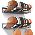 thumbnail image 2 of Metal Hat Racks for Baseball Caps Wall Hat Organizer Fit 48 Caps Holder, 2 Packs Sturdy Wall Mounted Hat Storage Organizer, Black, :  D1,041,201 S, 2 of 7