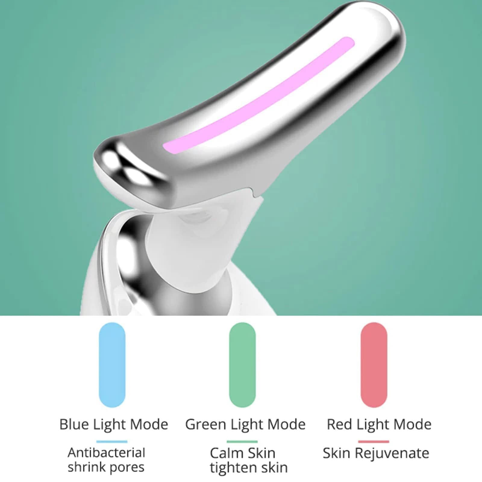 Micro-Glow Facial, 3 Color Led Face Neck Massager, USB Rechargeable Guasha Tool for Face for Skin Care Routine at Home(White)