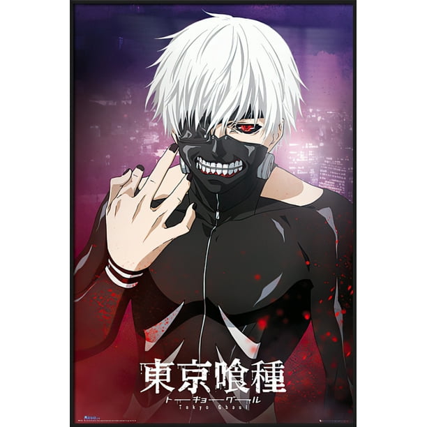 Tokyo Ghoul Framed Tv Show Poster Ken Kaneki Close Up Size 25 X 37 Black Aluminum Frame Walmart Com