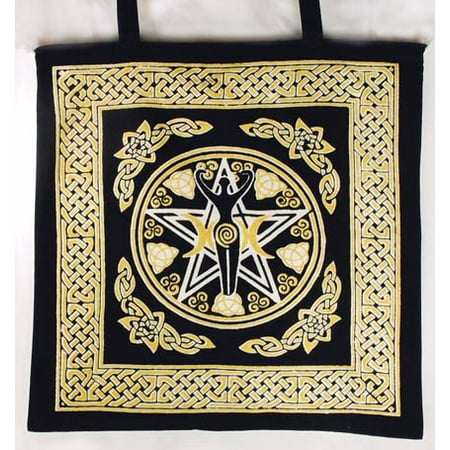 - Women Tote Handbags Gold Goddess of Triple Moon Pentacle Earth Washable Cotton