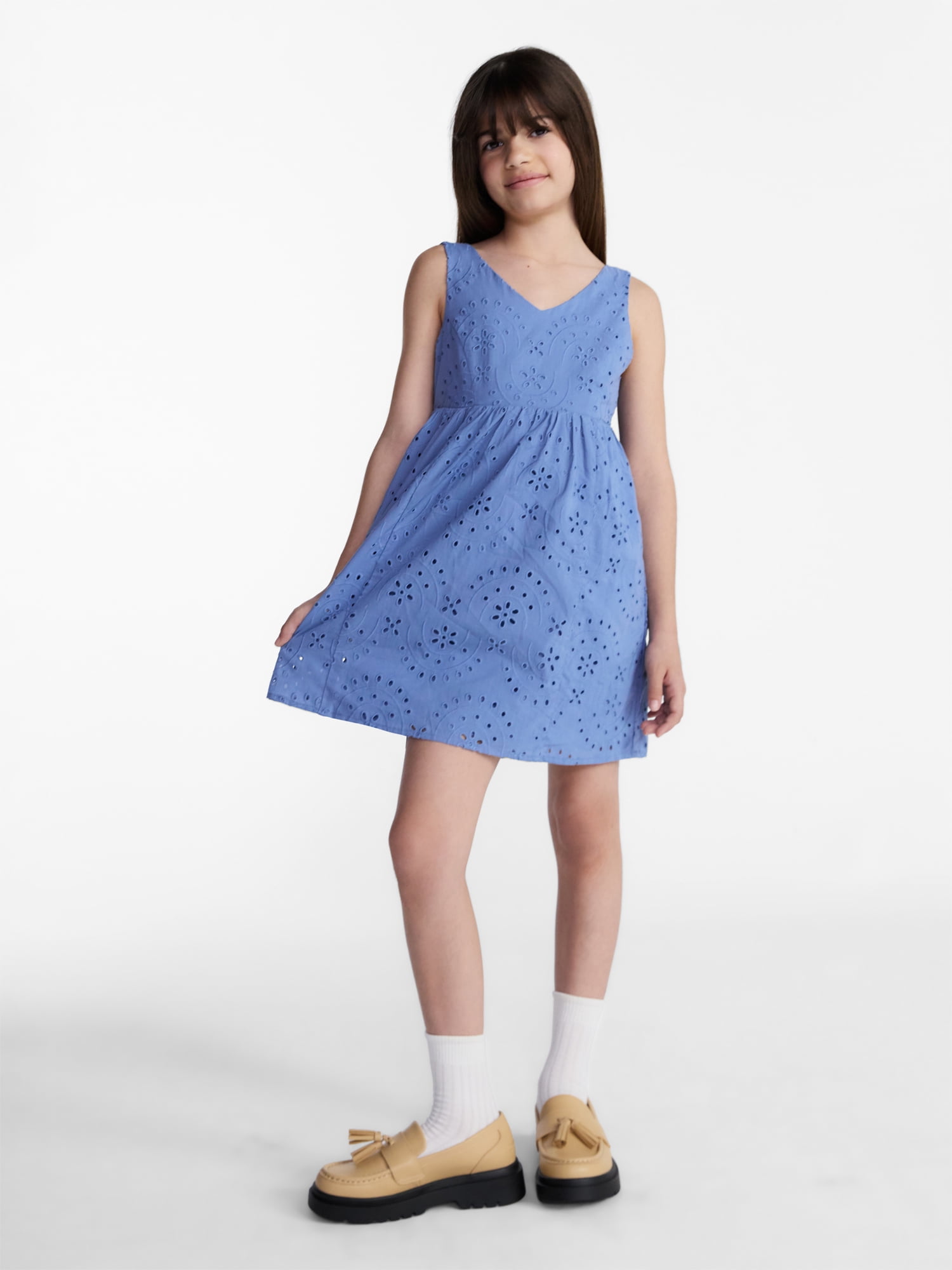 Weekend Academy Girls Sleeveless Eyelet Dress, Sizes 4-18