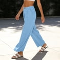 thumbnail image 4 of Pantalones de Cintura Elástica de las Mujeres Color Sólido Casual Bolsillo Pantalones de Pierna Recta para el Uso Deportivo Diario, 4 of 9