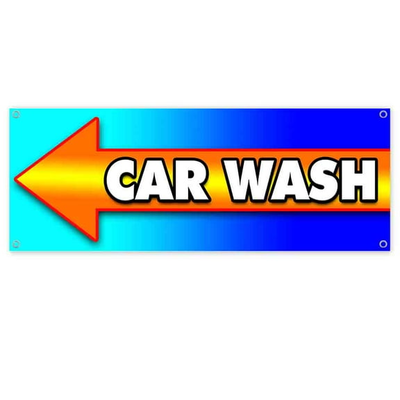 Car Wash Left 13 oz Vinyl Banner With Metal Grommets