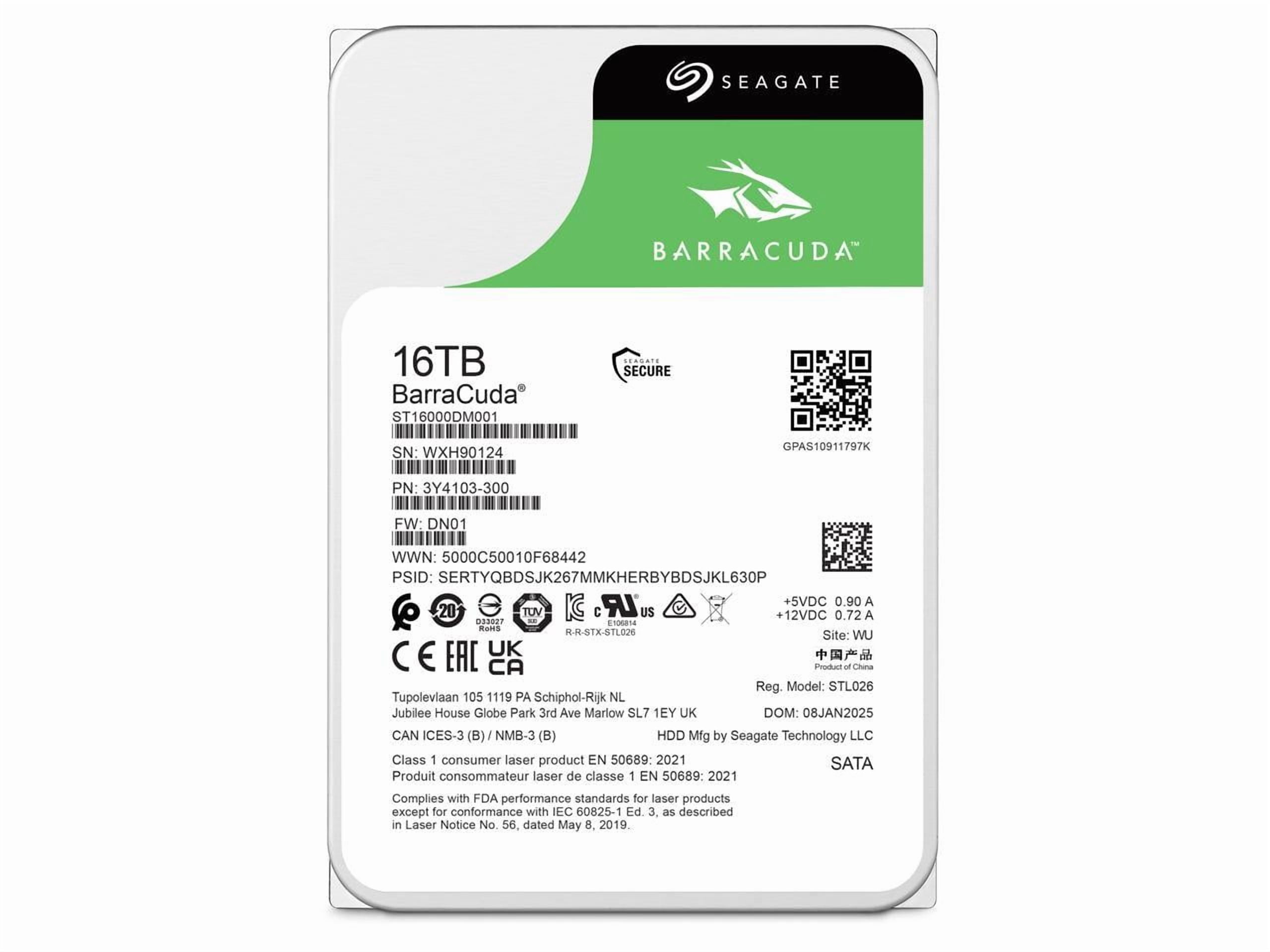 BarraCuda HDD 16TB [新品●未使用] Seagate BarraCuda 16 TB Hard Drive, 3.5