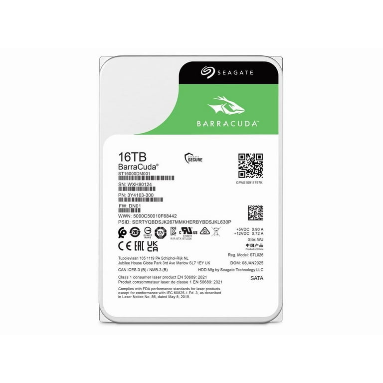 外付けハードディスク・ドライブ Seagate Barracuda Compute 16TB Seagate BarraCuda 16 TB Hard Drive, 3.5