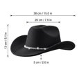 thumbnail image 3 of Western Cowboy Hats for Women Classic Felt Wide Brim Fedora Hat with Belt Buckle Retro Panama Hat Unisex Rolled up Cap Black One Size, 3 of 7