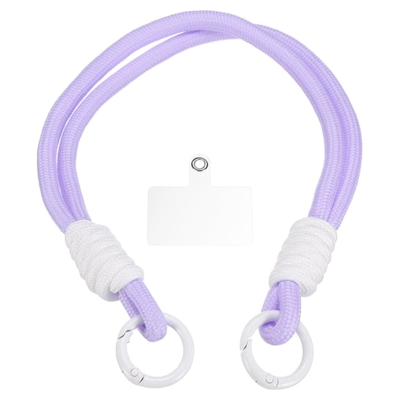 Phone Wrist Strap, Braided Hand-Free Cell Phone White Hook Lanyard, Colorful Keychain Wristlet for Women Smartphones Purse Accessories, Purple/White