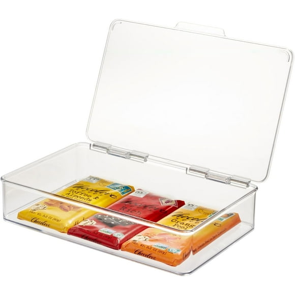 iDesign Kitchen, Pantry, Refrigerator, Freezer Storage Container with Hinged Lid, 2-Quart, Clear