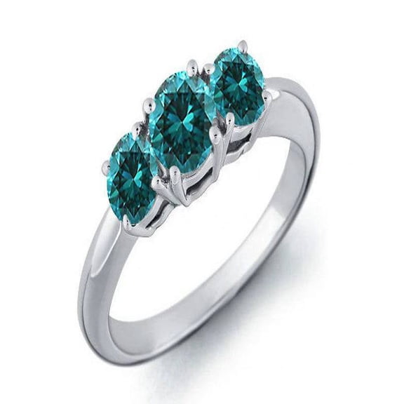 Limited Time Sale Half Carat Real Sapphire Three Stone Trilogy Engagement Ring in 10k White Gold on Sale Under 300