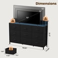 thumbnail image 4 of CONCETTA 9 Fabric Drawers Storage Dresser, TV Stand Fits 45, 50, 55 Inch TV, Wood Top Entertainment Center with LED Lights & Charging Station for Bedroom, Living Room, Hallway, Black, 4 of 8
