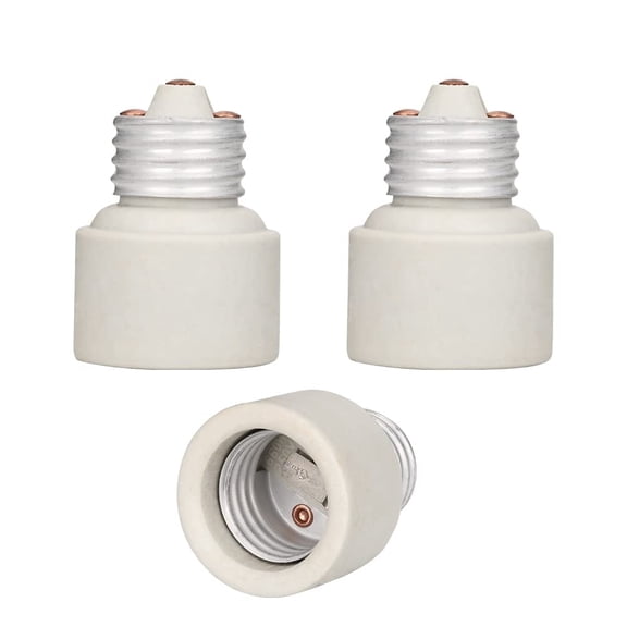 3 Pack Medium Screw Base to Medium Base Light Socket Porcelain Extender, E26 E27 Lamp Bulb Socket Extension Adapter, (Set of 3, Porcelain E26 Extender)