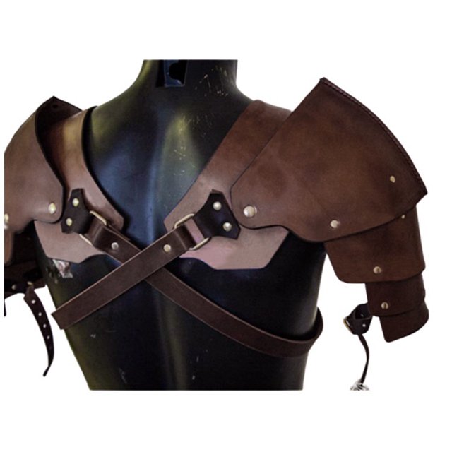Disfraz de caballero Medieval renacentista de cuero para Halloween, cubierta de armadura de hombro Steampunk ajustable, capa de fiesta de Cosplay para hombres