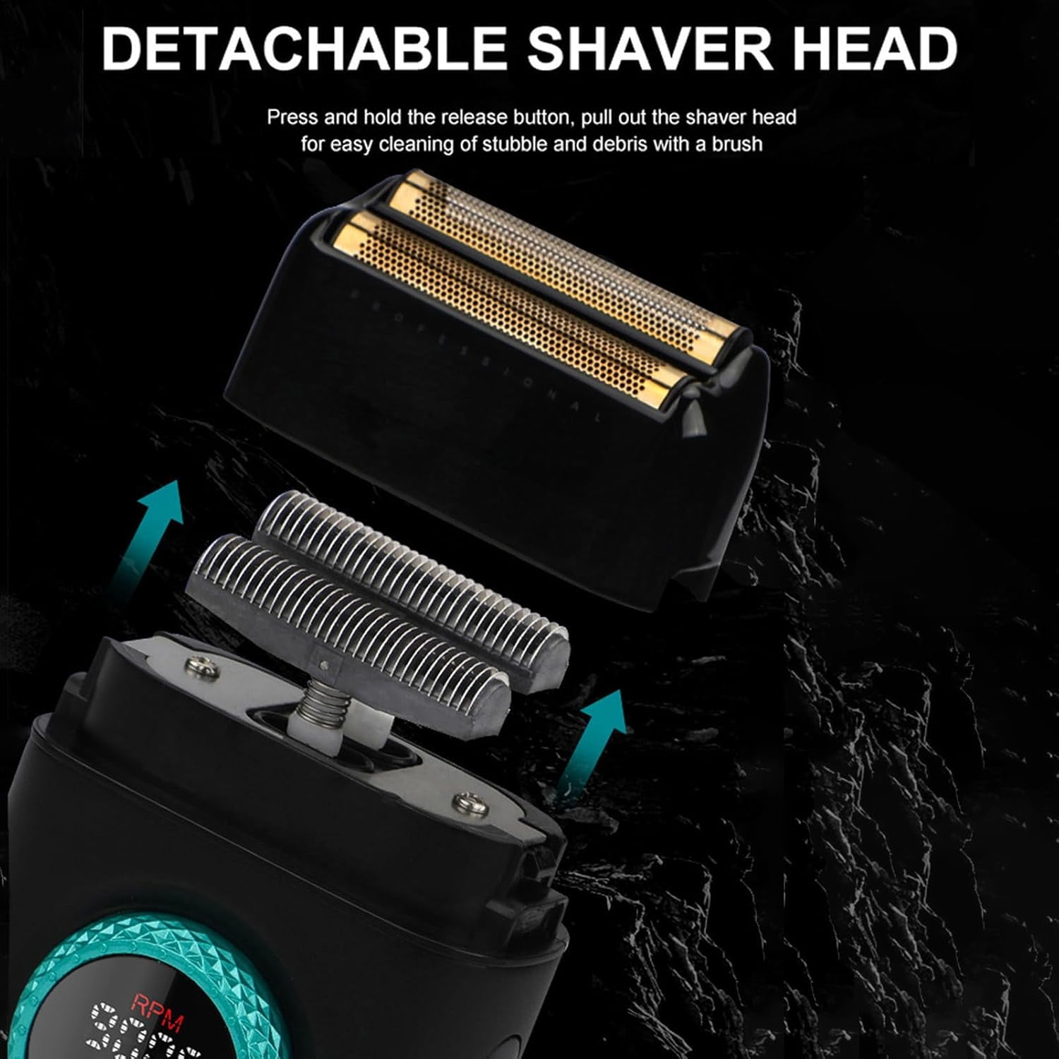 VGR 377 Foil Shaver for Men, Electric Razor for Shaving Face with Double Foil, 21-Speed 9000 RPM Motor Bald Shavers LED Display Titanium Foils, Barber Supplies (Black), Men's Gifts