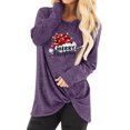thumbnail image 1 of Hauts de Noël en Solde Blouse à Manches Longues Imprimée Tendance pour Femmes Col Rond Décontracté Violet m, 1 of 1
