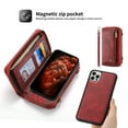 thumbnail image 3 of Allytech,iPhone11 pro Zipper Wallet case,PU Leather Cover Stand Flip Cover with Card Slot Detachable Magnetic Zipper Wallet Strap Wrist for iPhone 11 Pro,Red, 3 of 10