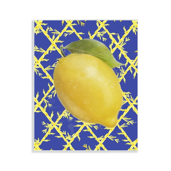 Stupell Industries Bold Lemon over Blue Food & Beverage Painting Unframed Art Print Wall Art, 11 x 14