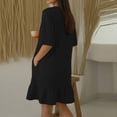 thumbnail image 6 of ClodeEU Women's Short Sleeve Crew Neck Ruffle Hem Mini Dress,Casual T-Shirt Swing Dress Black,Women's Plus L, 6 of 6