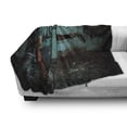 thumbnail image 3 of Zombie Soft Flannel Fleece Throw Blanket, Dead Man in the Old Abandoned House Nightmare Bloody Fantasy Art Scenery, Cozy Plush for Indoor and Outdoor Use, 50" x 60", Teal Charcoal Grey, by Ambesonne, 3 of 6