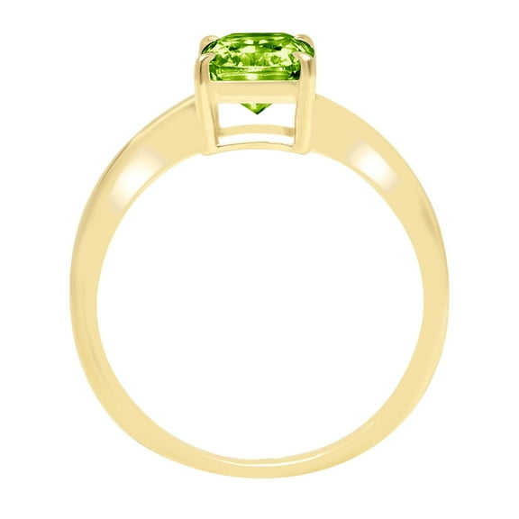 1.75 ct Radiant Cut Natural Peridot Solitaire Engagement Ring for Women in 18K Yellow Gold