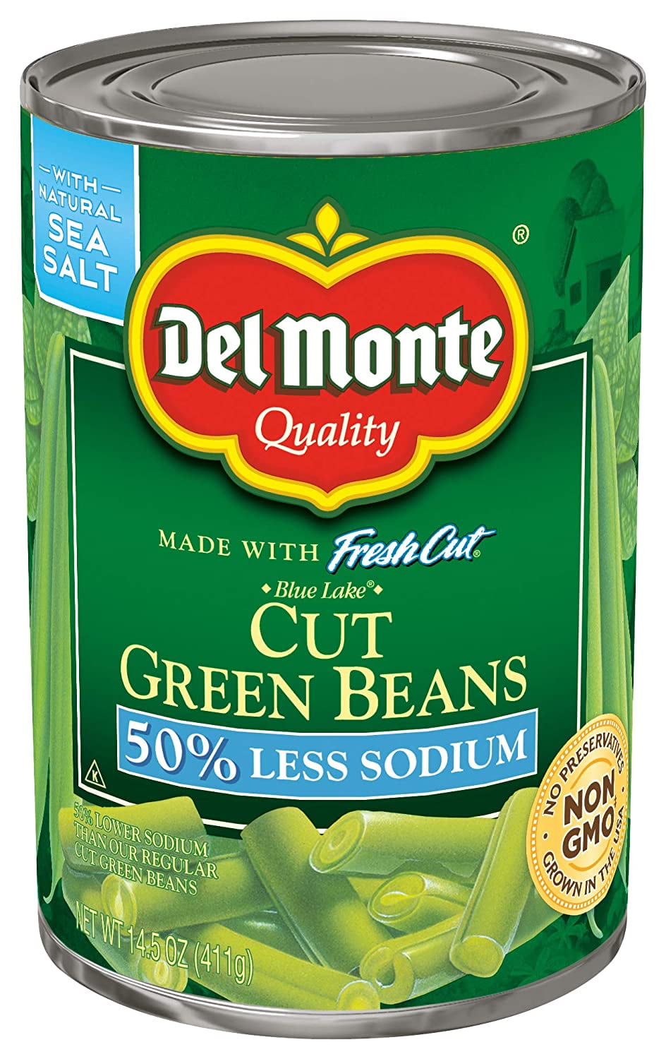 Del Monte Canned Fresh Cut Blue Lake Low Sodium Cut Green Beans, 14.5 ...