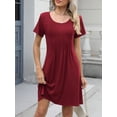 thumbnail image 2 of Women's Pleated Front Round Neck Swing Dress with Pockets Ruched Stretch 65% rayon 30% polyester 5% spandex Easy Care, 2 of 18