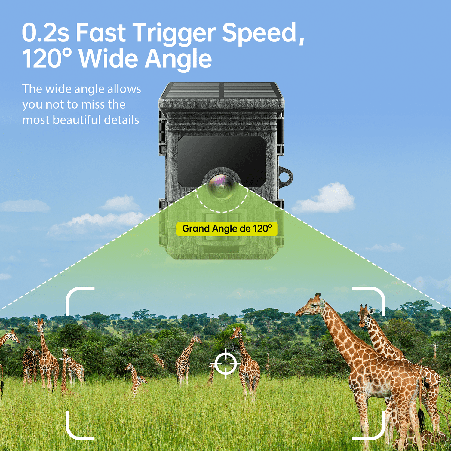 CAMPARK Solar Trail Camera 85MP 4K WiFi Hunting Game Camera Night Vision 0.1s Motion Activated Waterproof