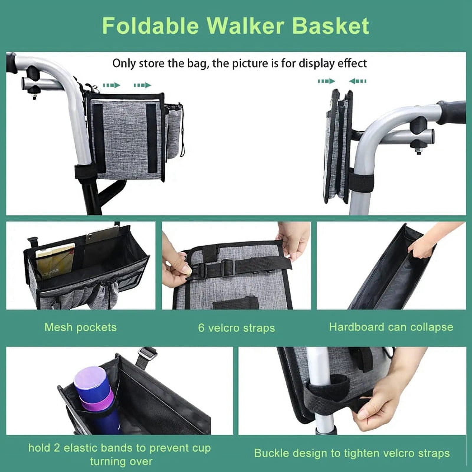 Basket for Walker Ravmix Walker Accessories Bag with Cup Holder Walker Basket for Folding C3260