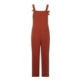 thumbnail image 5 of Women's Sleeveless Straps Dual Pockets Tie Front Plus Size Overall Jumpsuit Casual Solid Color Loose Rompers Trousers, 5 of 5