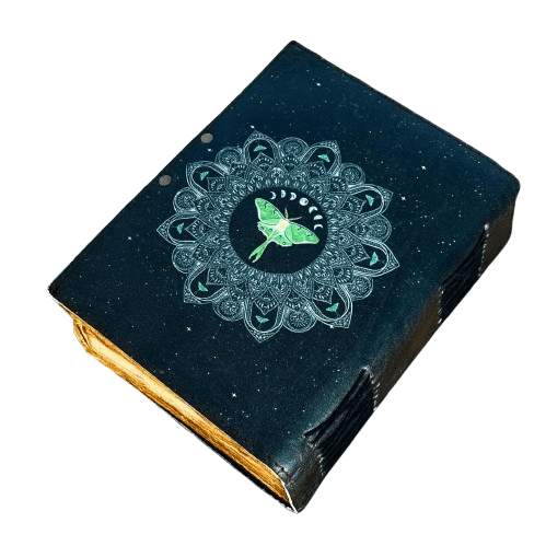 Moonlit Moth Keepsake Journal Handmade Leather Journal 5x7 – 200 Deckle Edge Pages, Vintage Artistic Notebook