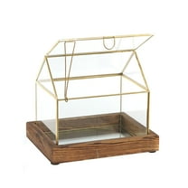 A&B Home Gold Rimmed Glass House - 7.5" x 6" x 7" - Gold/Clear