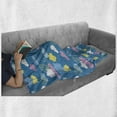 thumbnail image 6 of Cartoon Soft Flannel Fleece Throw Blanket, Nursery Style Fluffy Clouds with Polka Dots, Cozy Plush for Indoor and Outdoor Use, 50" x 70", Sea Blue Pastel Yellow, by Ambesonne, 6 of 6