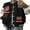 Black, variant on Women Oversized Varsity Jacket Long Sleeve Zip Up Bomber Baseball Coat Biker Outwear Streetwear