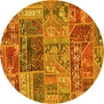 thumbnail image 1 of Ahgly Company Indoor Round Patchwork Yellow Transitional Area Rugs, 6' Round, 1 of 4