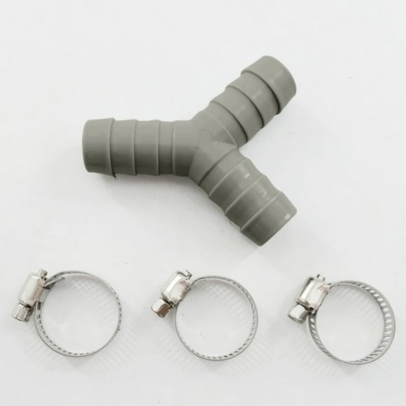Y-Type Washing Machine Drain Hose Connector - Heavy Duty Plastic Split Pipe Adapter with Clamps, Universal 3-Way Reducer for Laundry & Dishwasher Drainage, Leak-Proof Installation Kit