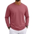 thumbnail image 2 of Hsovts Men's T-Shirt Long Sleeve Crewneck Cotton Tees Watermelon Red L, 2 of 9