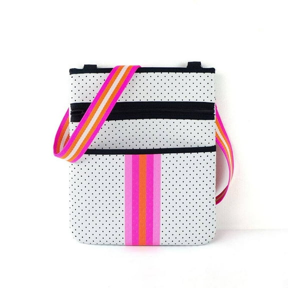 The Sofia Crossbody - White with Pink Stripe