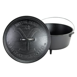 LIFERUN Dutch Oven Pot with Lid, 12 Quart Cast Iron Dutch Oven, Without Feet, with Stand & Spiral-Shaped Handle, Cast Iron Pot for Outdoor & Indoor