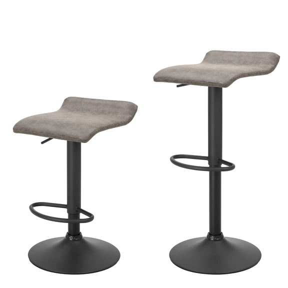 Grey Bar Stools Set of 2, Swivel Counter Height with Footrest, Adjustable