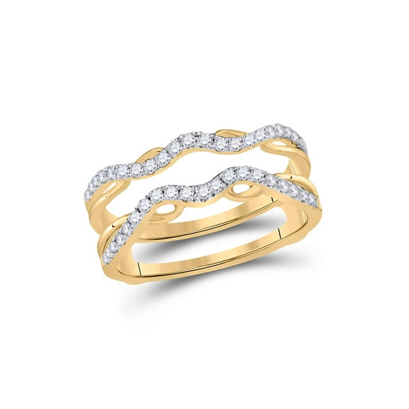 14kt Yellow Gold Womens Round Diamond Wrap Ring Guard Enhancer 1/3 Cttw