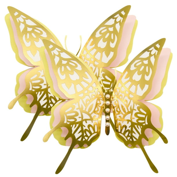KAKOWELY 2 pegatinas de mariposa 3D exquisitas, decorativas, de imitación, para fiestas.