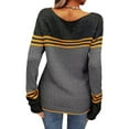 thumbnail image 2 of Women Fall Fashion Sweaters Colorblock Striped Crewneck Winter Trendy Pullover Tops Dark Gray S, 2 of 3