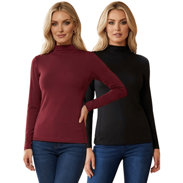 Set 2 Blusas Mujer Manga Larga Interior Unitalla Térmico Invierno Dama