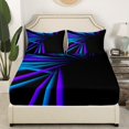 thumbnail image 2 of Erosebridal Futuristic Abstract Fitted Sheet Set Full, Neon Gradient Bedding Full Size, Hippie Striped Decor（No Top Sheet）, 2 of 6