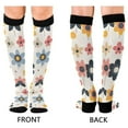 thumbnail image 4 of FORMRS Womens Knee High Socks Casual Long Thick Travel Daily Wear, 1 Pair, Beige Retro Flower, 4 of 6