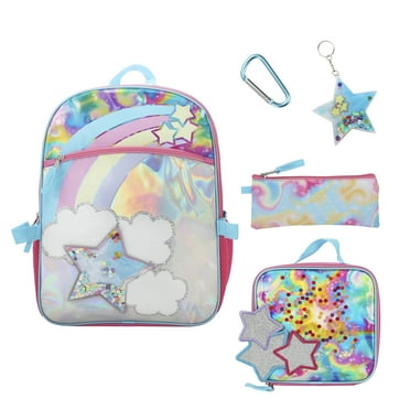 Rainbow And Stars 16" 5-Piece Backpack & Lunchbox Set