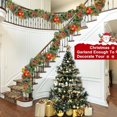 thumbnail image 6 of 106in Pre-Lit Christmas Garland with Poinsettia & Plaid Bows - Lighted Artificial Pine Garland with Pinecones, Berries & Remote Control, Festive Decor for Mantle, Stairs, Door & Holiday Displays, 6 of 6